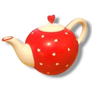 Burton and Burton Raised Hearts Teapot Red & White Ceramic Collectible